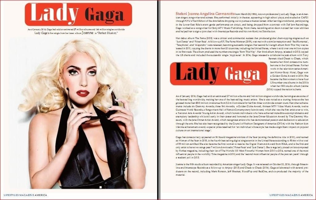 Lady Gaga editorial feature